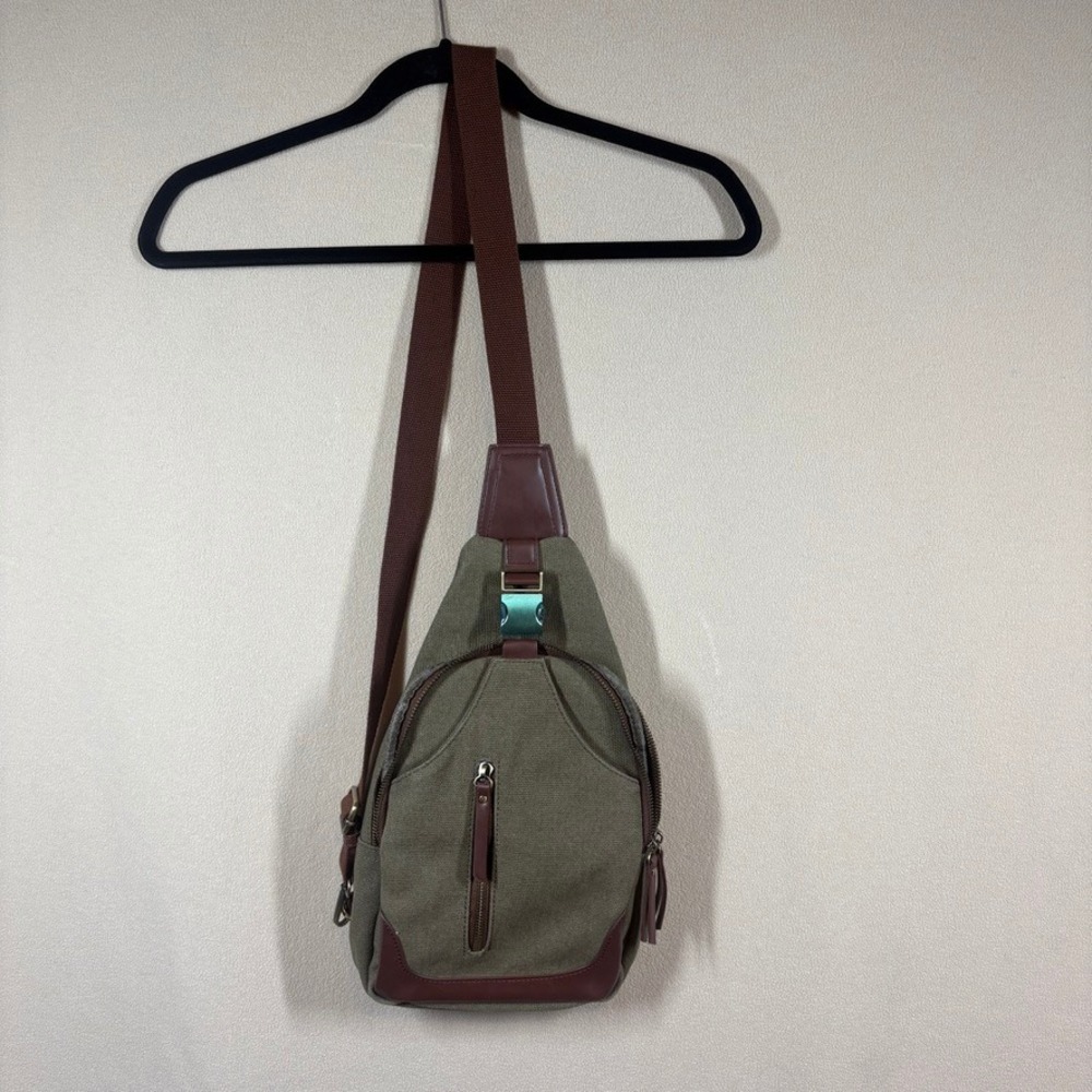 Antik Kraft "Samara" Cotton Canvas Crossbody Sling Bag Pine Brown Hiking Outdoor